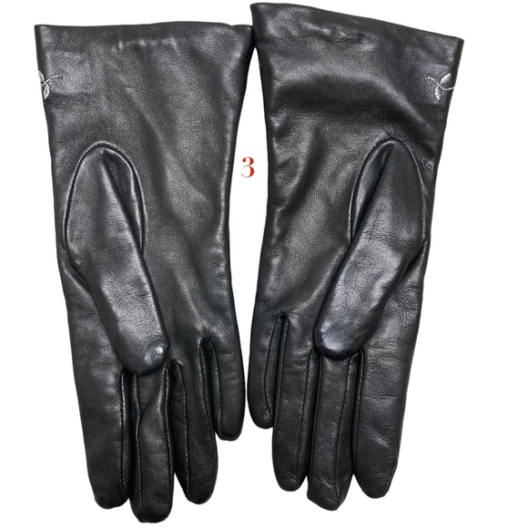 gloves 6-7 black leather WILSONS silver accent embroidery - Picture 2 of 6